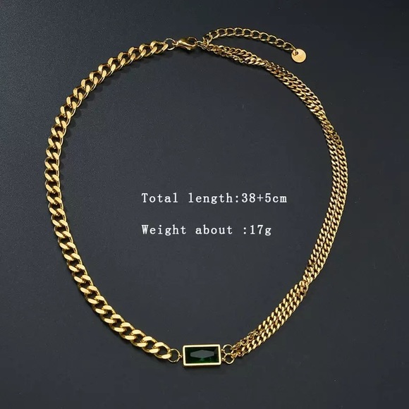 18k Emerald Zirconia Necklace - Picture 3 of 4